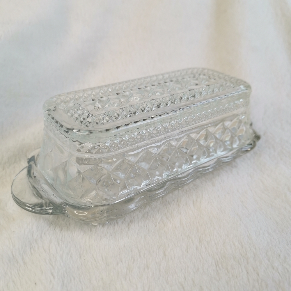 Vintage Anchor Hocking Wexford Glass Butter Dish‎ with Lid